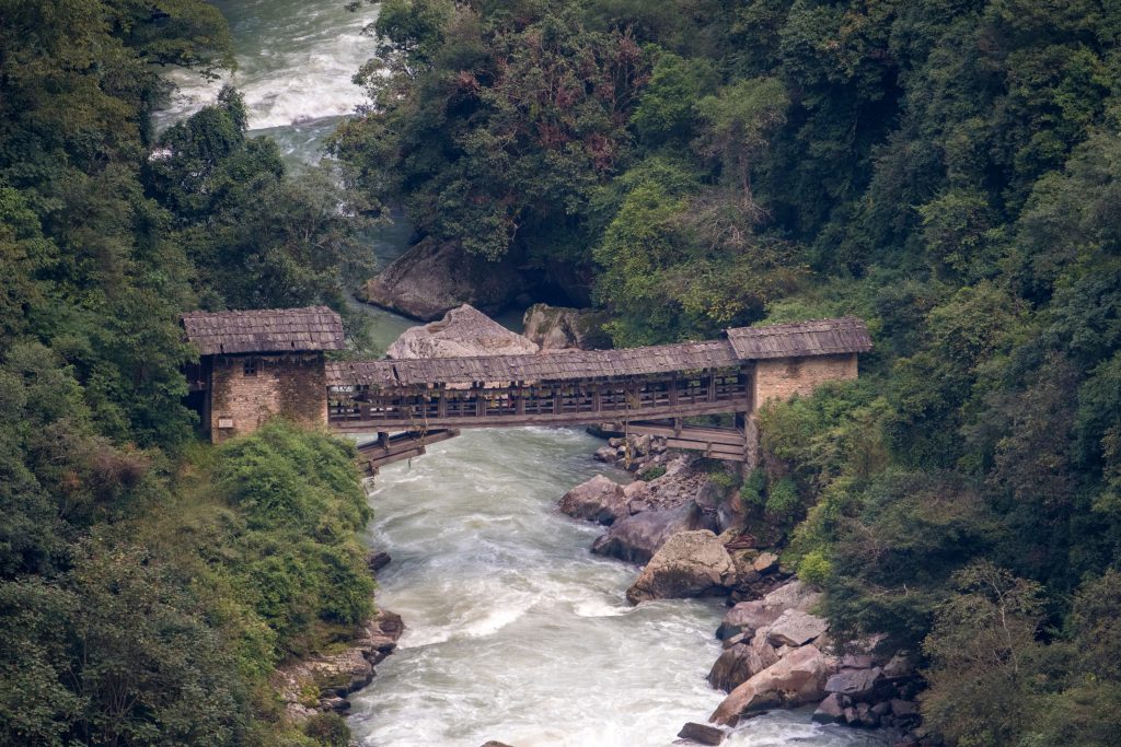 Cantilevered Bridge, Trongsa, Bhutan.